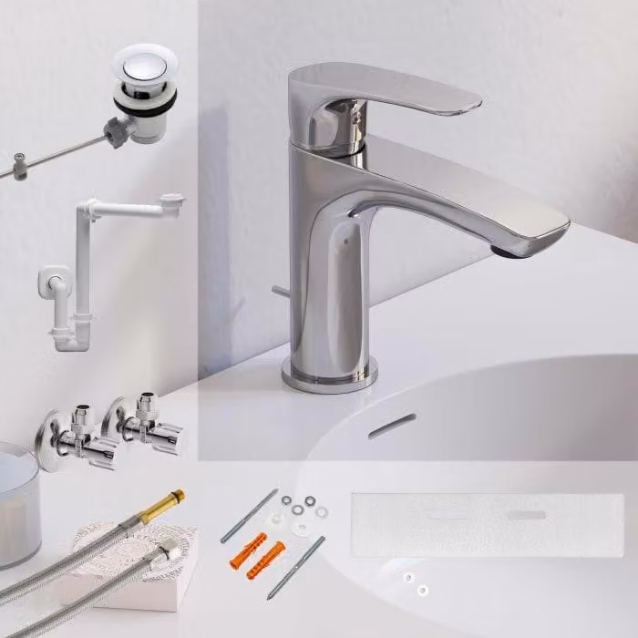 Set di montaggio e accessori XL per lavabo con mobile sottolavabo, marca Kronenbach Rivara