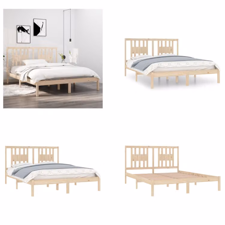 vidaXL Letto in legno massiccio di pino 160x200 cm - Struttura letto - Cornici letto - Struttura letto - Letto