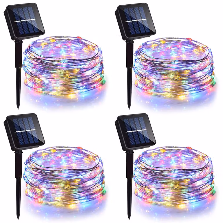 Catena luminosa solare, set da 4, 40 metri, 400 LED, 8 modalità, impermeabile
