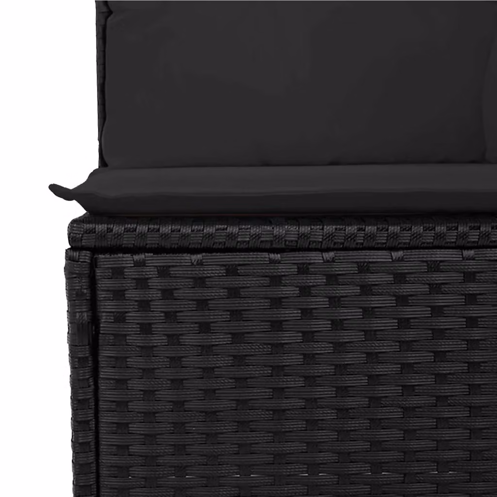 Set Divano da Giardino vidaXL a forma a U in Rattan Nero con Cuscini e Struttura in Acciaio Verniciato a Polvere, 7 Pezzi – 3