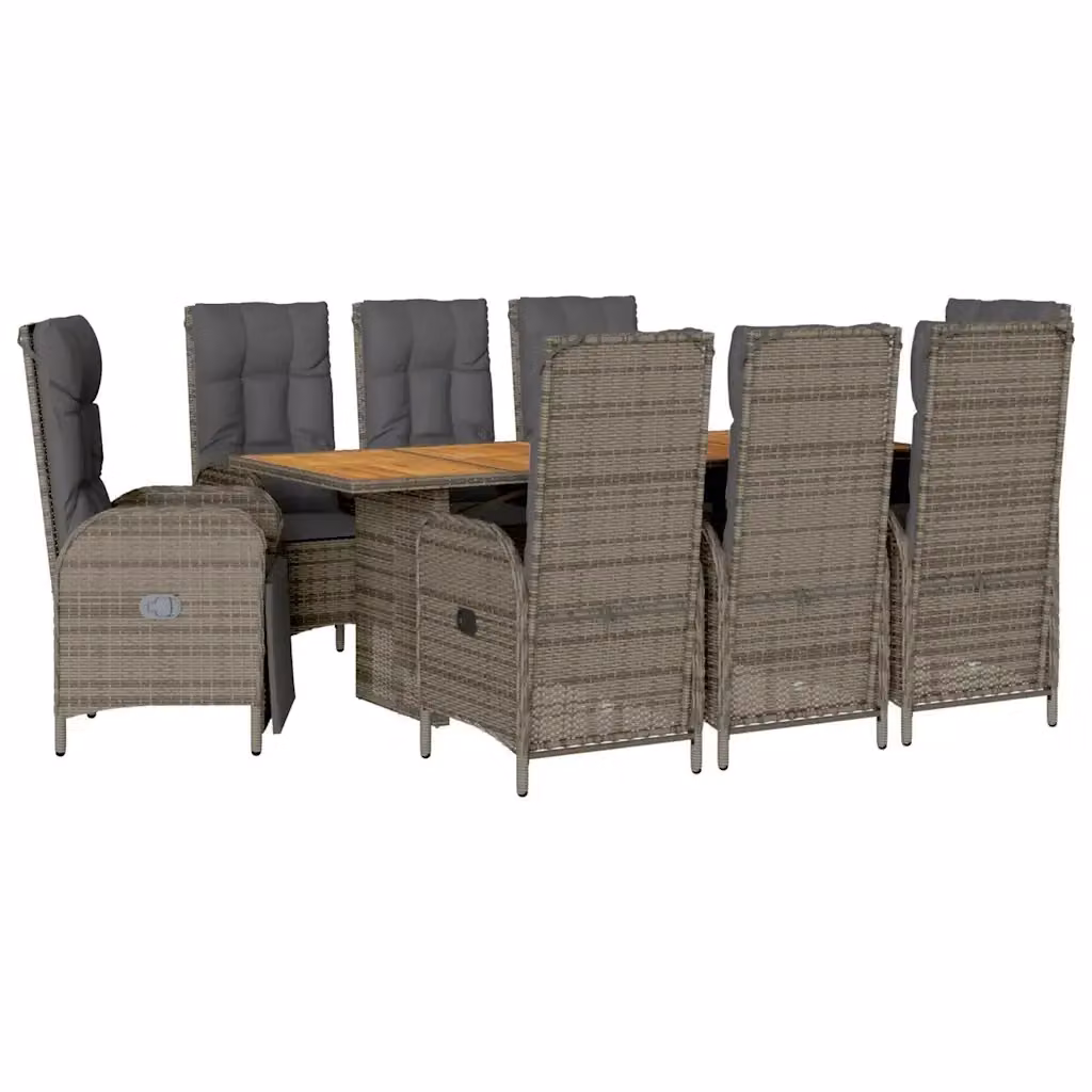 Set da pranzo da giardino vidaXL in legno di acacia e polyrattan grigio antracite, 9 pezzi – 2
