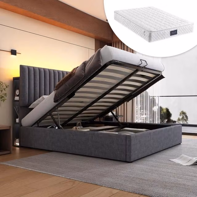 letto imbottito lino grigio 160x200 cm