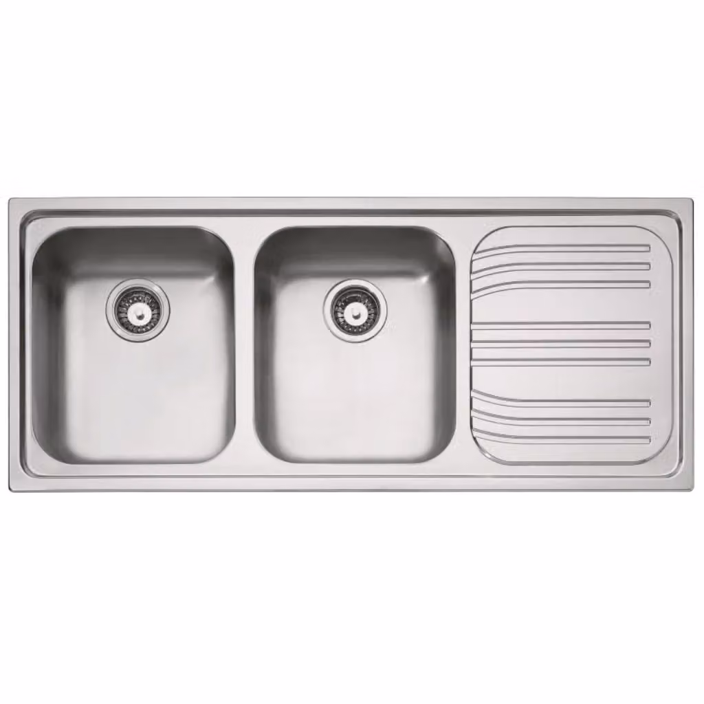 Lavello a due vasche in acciaio inox argento Franke Radar RRX 621 con sgocciolatoio a destra L 116 x P 50 cm – 2
