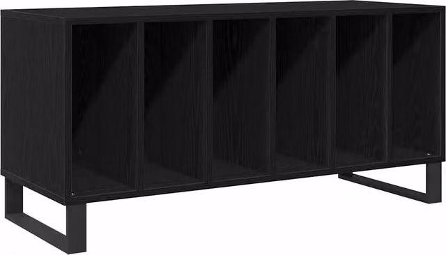 Mobile porta vinili in legno stile mid-century nero e rovere L: 100 cm, P: 38 cm, H: 48 cm CFW9721030
