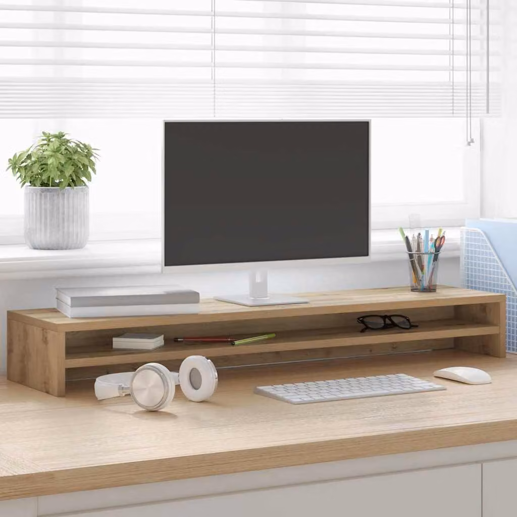 Supporto per Monitor vidaXL Artisan Rovere, Colore Marrone, L 100 x P 24 x H 13 cm