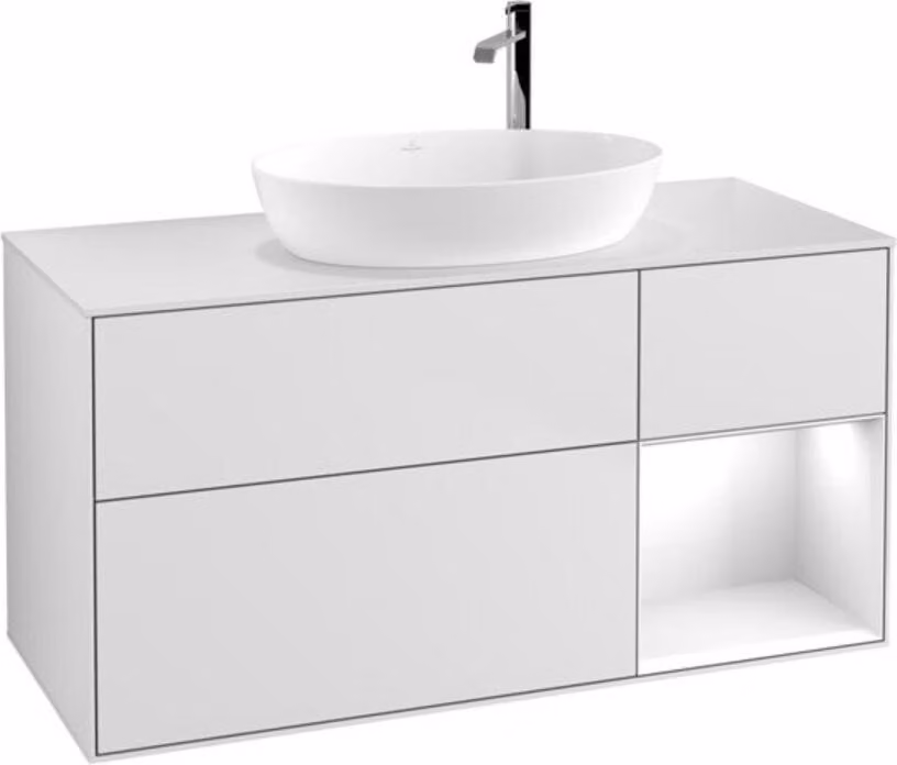 V&B illuminazione a parete del mobile Finion 120cm, Pl w m, Rg glo wh. Lac, wh. m Lac