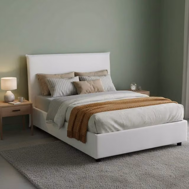 Letto Piazza e Mezza Sfoderabile Anyta di Talamo Italia, Bianco, L/P/H: 120 x 200 x 35 cm