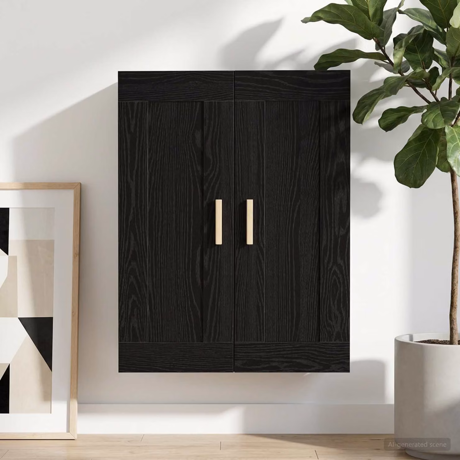 Armadietto a muro moderno vidaXL in legno nero opaco L: 69,5 cm, P: 34 cm, H: 90 cm