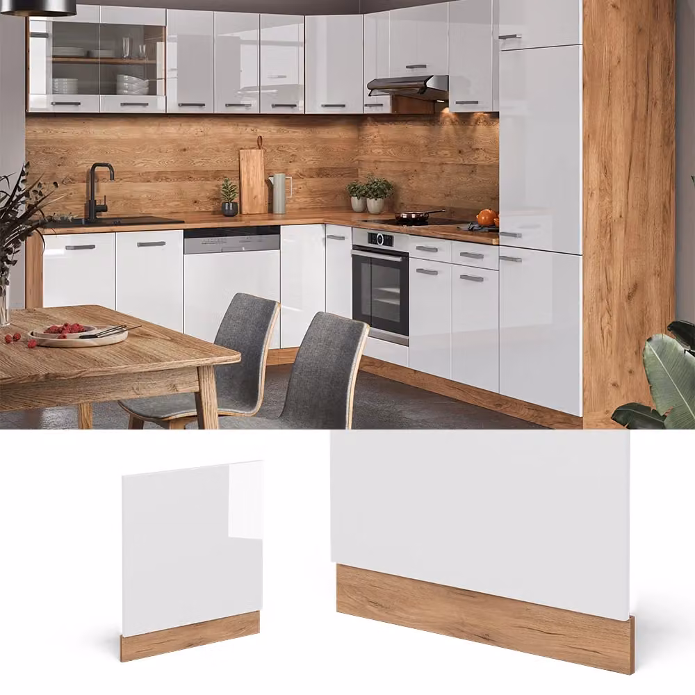 Pannello frontale R-Line Vicco Bianco lucido e Rovere dorato, Larghezza: 60 cm – 2