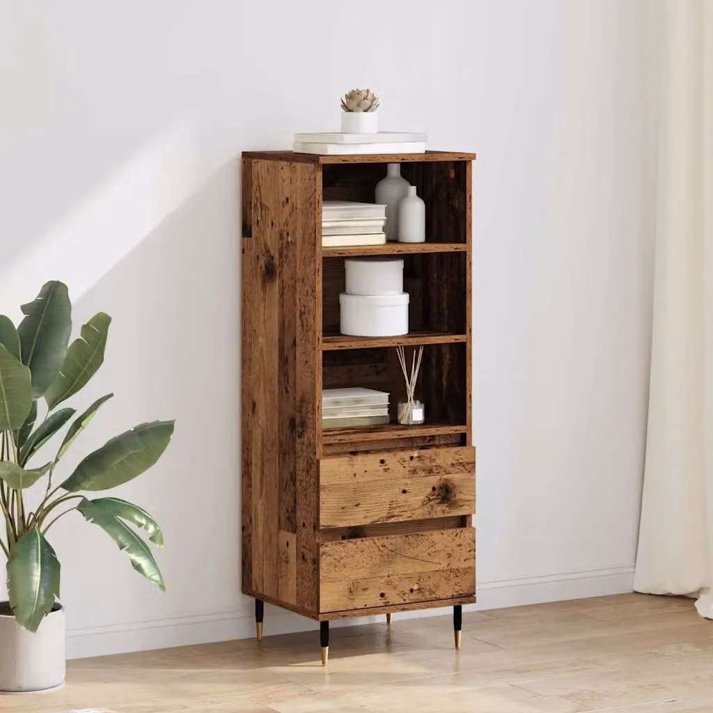 Credenza moderna vidaXL in legno e metallo, colore marrone, L 40 cm x P 36 cm x H 110 cm