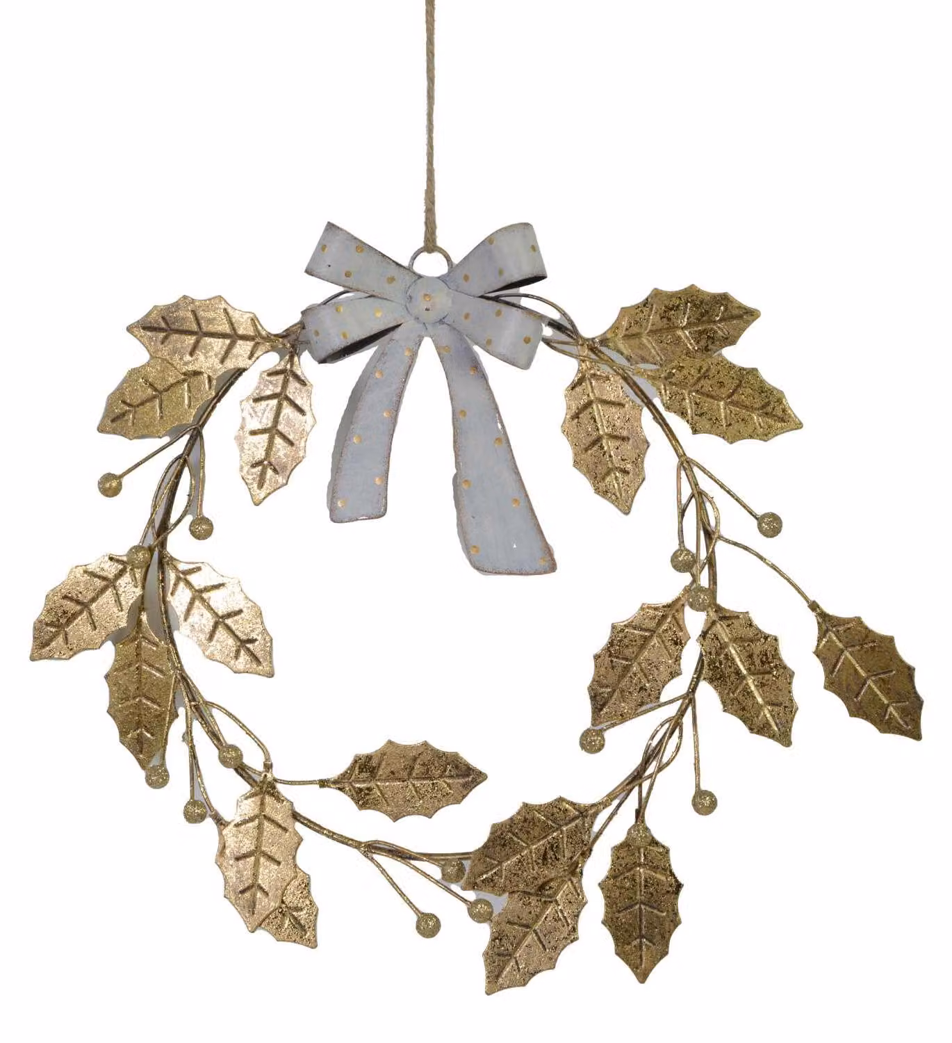Decorazione metallo ghirlanda oro cm 24x3x27