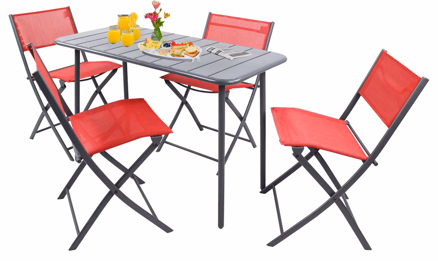 Set 5 pezzi mobili da giardino | gruppo posti a sedere gruppo da pranzo | 1xtable, 4x sedie | dimensioni tavolo ca. H. 72 x W. 110 x D. 55 cm | Pieghevole | Set Giardino - Sumila