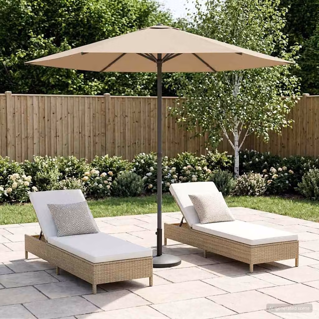 Ombrello da giardino rettangolare vidaXL in poliestere e acciaio beige o grigio L: 2,3 m x P: 2,3 m