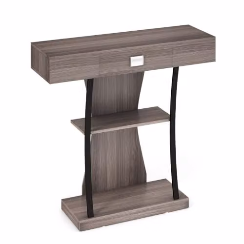 Helloshop26 Tavolo consolle 91 x 30 x 88 cm Conservazione pratica e design elegante in metallo grigio 20_0013822
