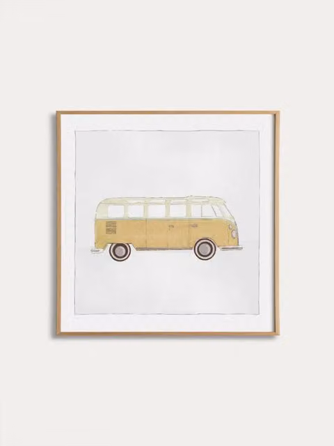 Poster illustrato Yellow-van per bambini Kenay Home, giallo e bianco, 30 x 30 cm