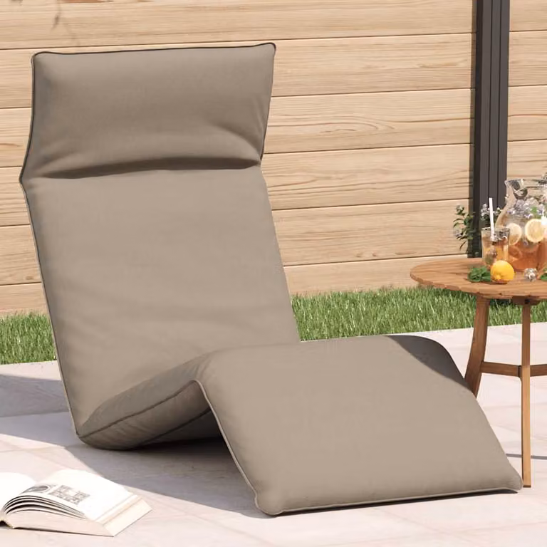 vidaXL Lettino Pieghevole da Giardino in Tessuto Oxford, Colore Tortora, L 175 x P 54 x H 8,5 cm