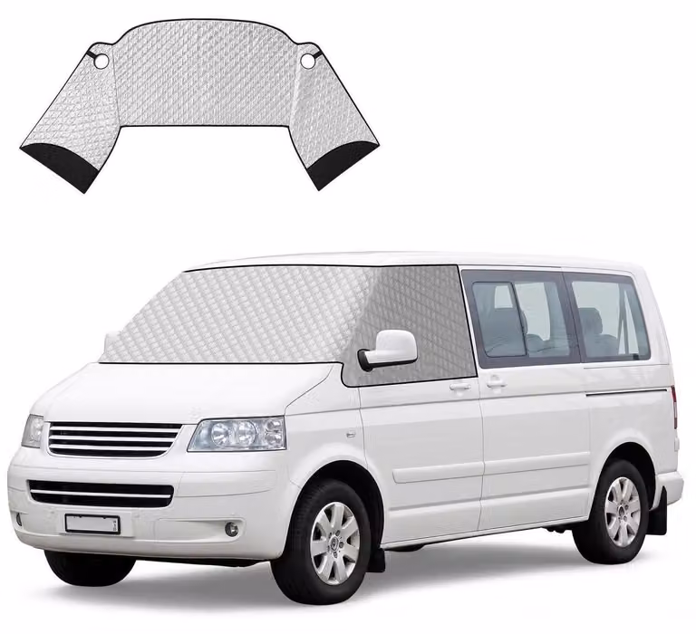 Copertura per parabrezza per VW T5 dal 2022 al 2025, colore argento, a 3 strati, impermeabile e resistente alle intemperie