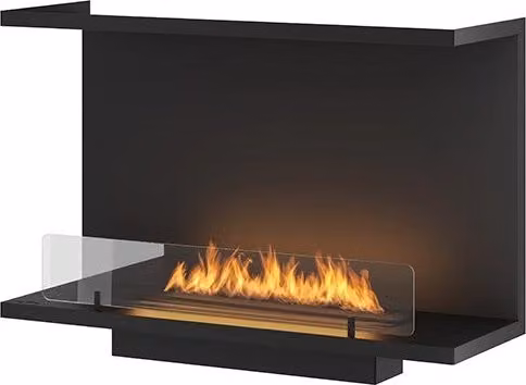 Biocamino Trifacciale da Incasso Outinfire INSIDE C VERS2 Nero, Larghezza: 80 cm, Bruciatore Lineare 50 cm, Capienza 1 l