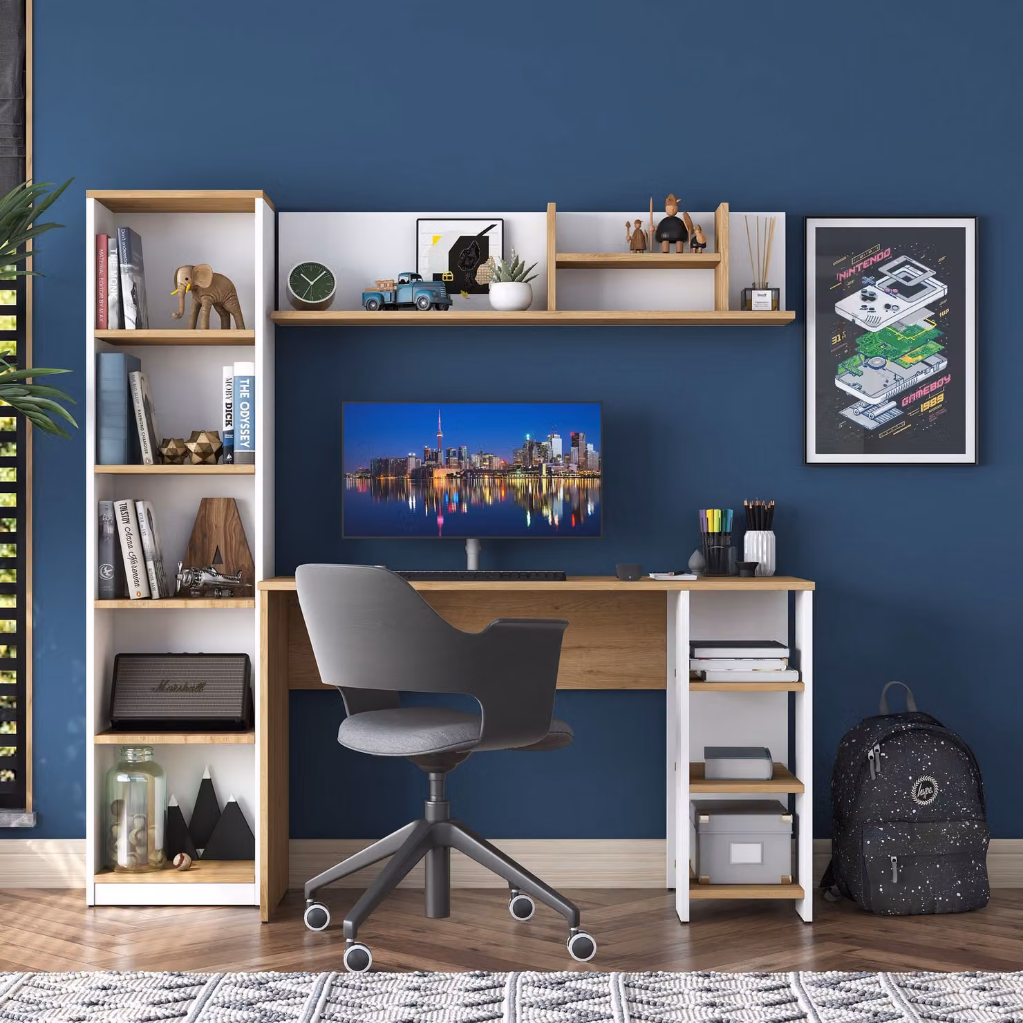 Skye Decor, HA125 - 3428, scrivania, noce, pannello truciolare rivestito al 100% in melamina, 160 x 45 x 161,8 cm