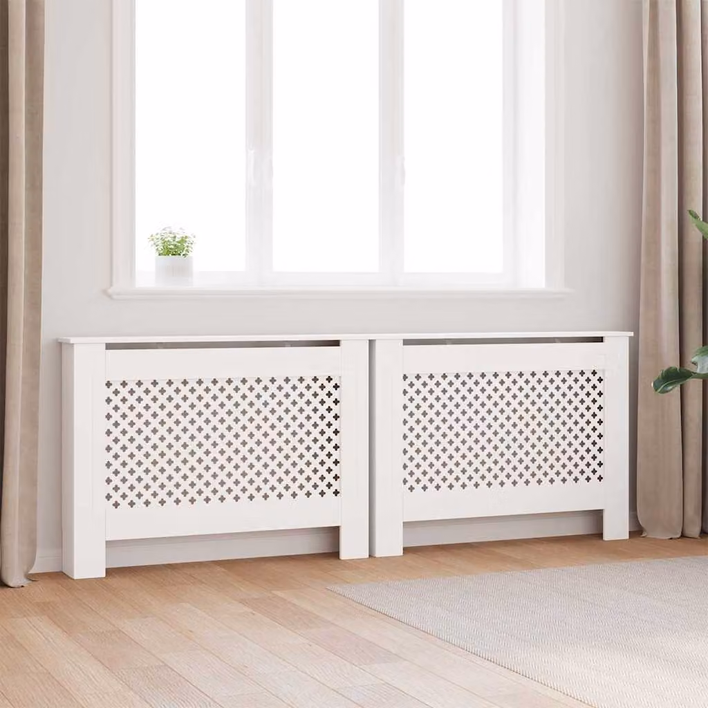 Set di 2 coperture per radiatori vidaXL in MDF bianche L: 112 cm, P: 19 cm, H: 81,5 cm
