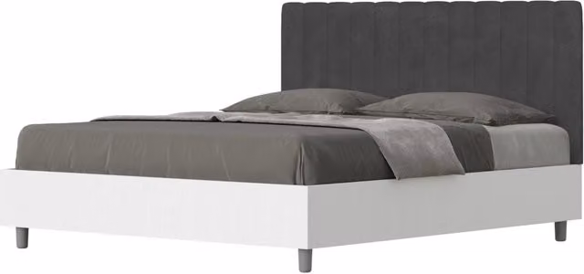 Letto Matrimoniale GIORDANOSHOP in Legno e Tessuto Microfibra Grigio L: 167 cm, P: 198 cm, H: 113 cm – 1