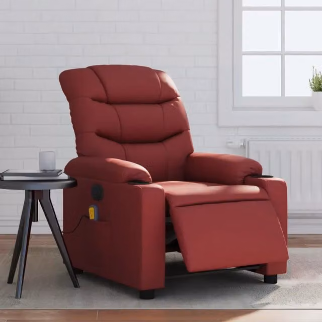 Poltrona Reclinabile Relax vidaXL in Similpelle Rossa con Braccioli – 1