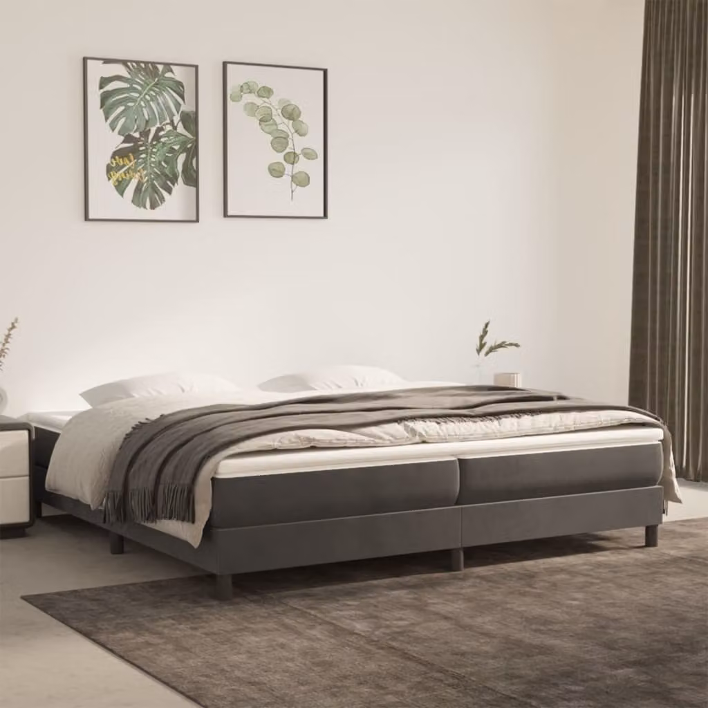 The Living Store Letto a molle insacchettate grigio scuro 200x200 cm in velluto