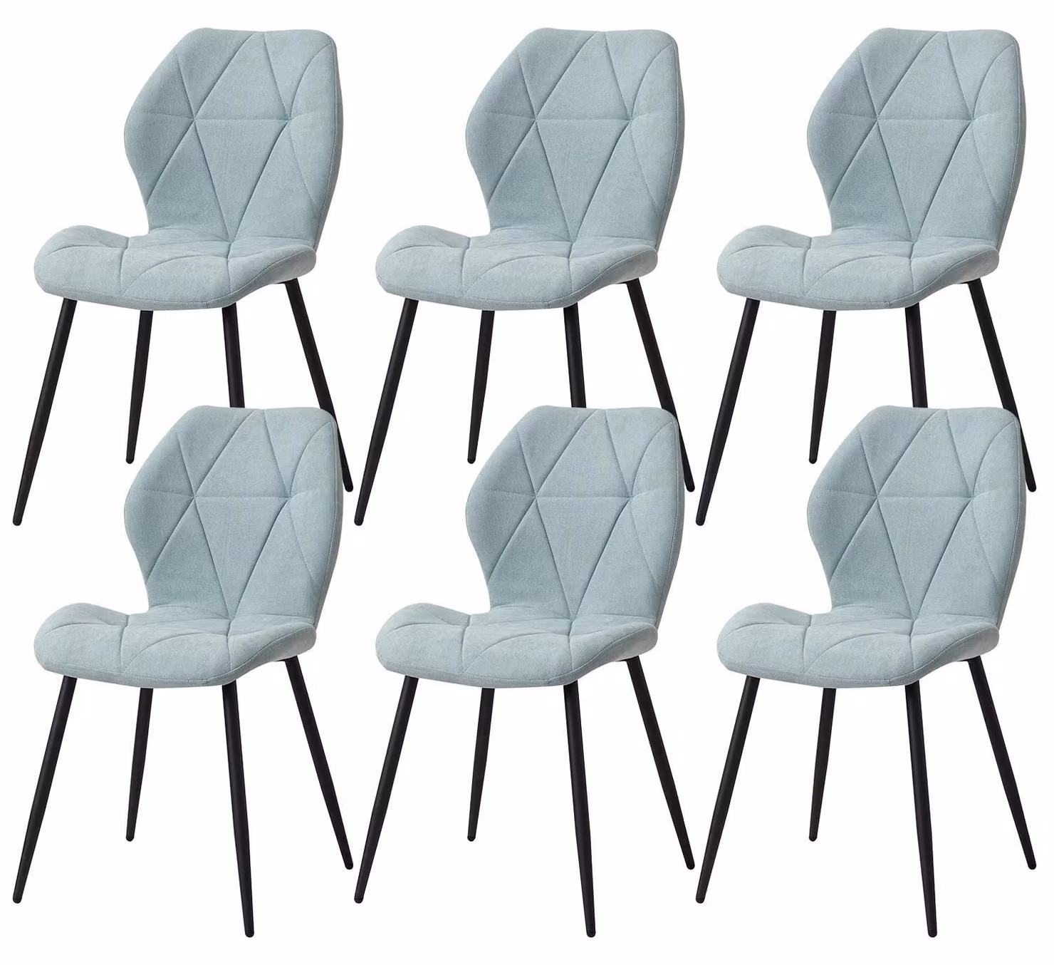 Sedie da pranzo - Set da 6 - Sedie da pranzo in stile moderno e minimalista - Struttura in metallo - Assemblaggio richiesto - Senza braccioli - Verde