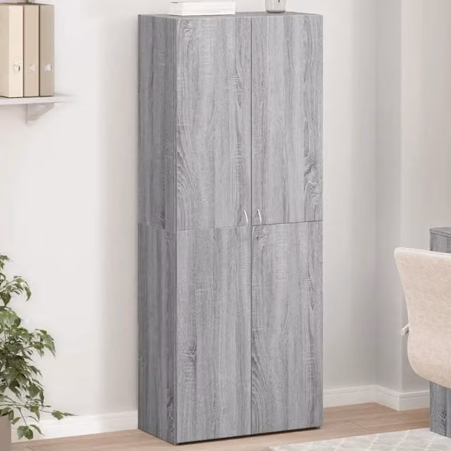 Schedario moderno vidaXL in legno grigio opaco con ante a battente, L: 60 cm, P: 32 cm, H: 153 cm