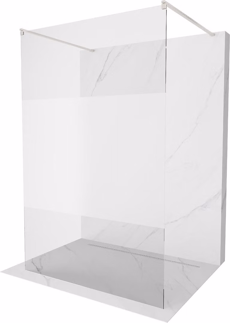 Mexen Kioto parete doccia indipendente 130 x 200 cm, trasparente/brina 8 mm, nichel spazzolato - 800-130-002-97-35