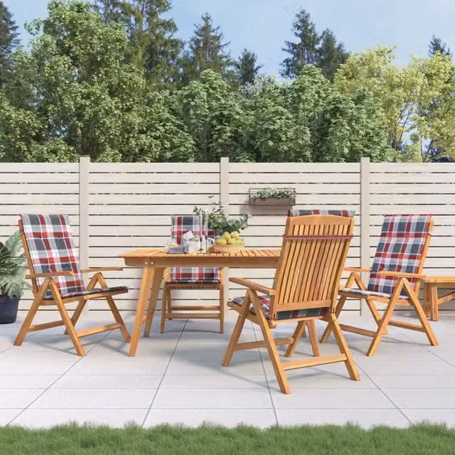 Sedie Reclinabili Pieghevoli con Cuscini 4 pz in Legno di Teak 3196476