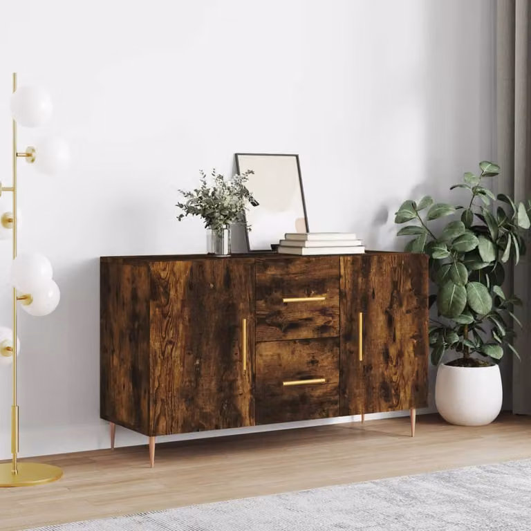 Credenza moderna vidaXL in legno multistrato color rovere fumo, L 100 x P 36 x H 60 cm