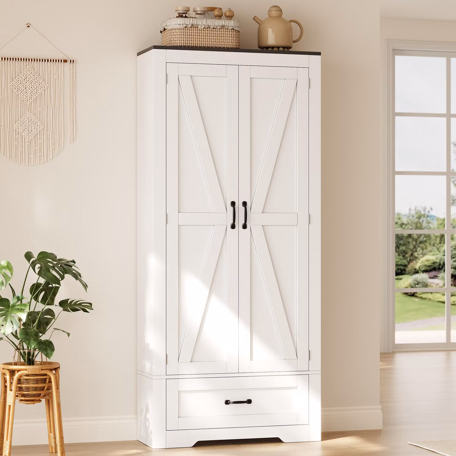 Mobiletto da cucina STILVORA con 2 ante e un grande cassetto, armadietto contenitore con ripiani interni, dispensa per soggiorno o sala da pranzo