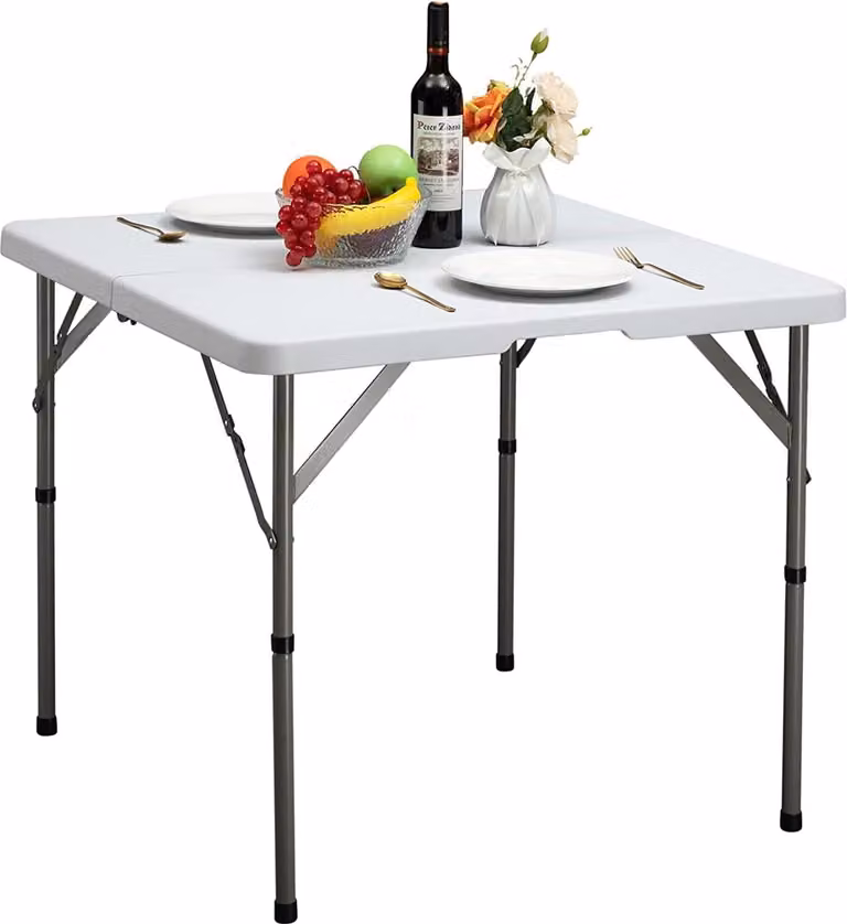 Tavolo pieghevole 87cm da campeggio - Inklapbaar e portatile - Tavolo da picnic quadrato con maniglia - Adatto per giardino, barbecue, feste - Tavolo pieghevole per interni ed esterni