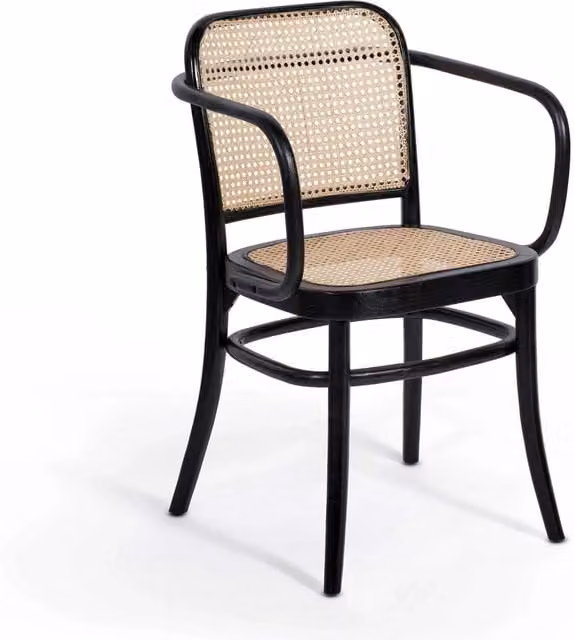 LÚZETE - SEDIA HANNAH CON BRACCIOLI IN LEGNO NERO RATTAN