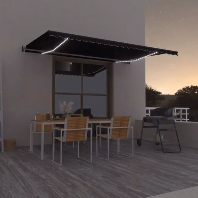Tenda da sole automatica Videx con sensore vento e LED, colore antracite, L: 500 cm, P: 350 cm