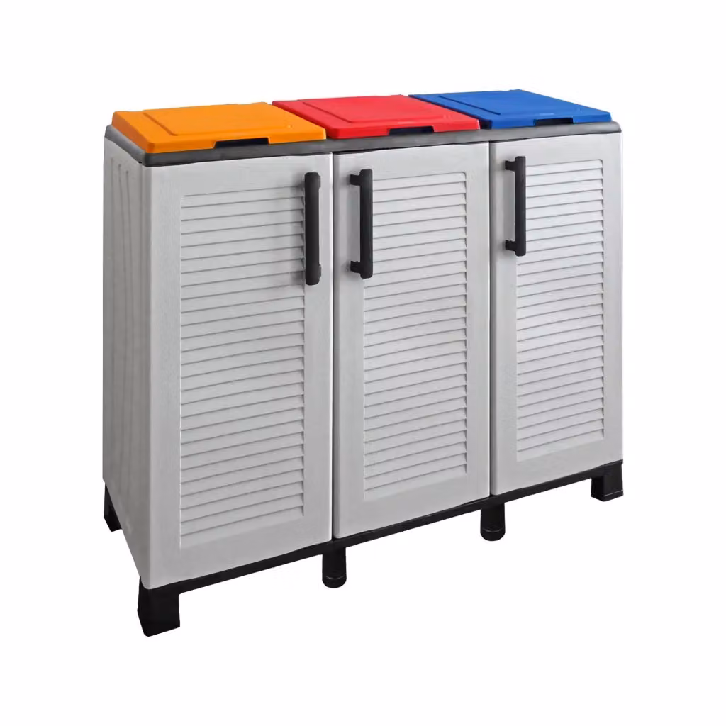 Pattumiera Apix DMORA in plastica Grigio Chiaro L 102 cm x P 37 cm x H 90 cm – 2