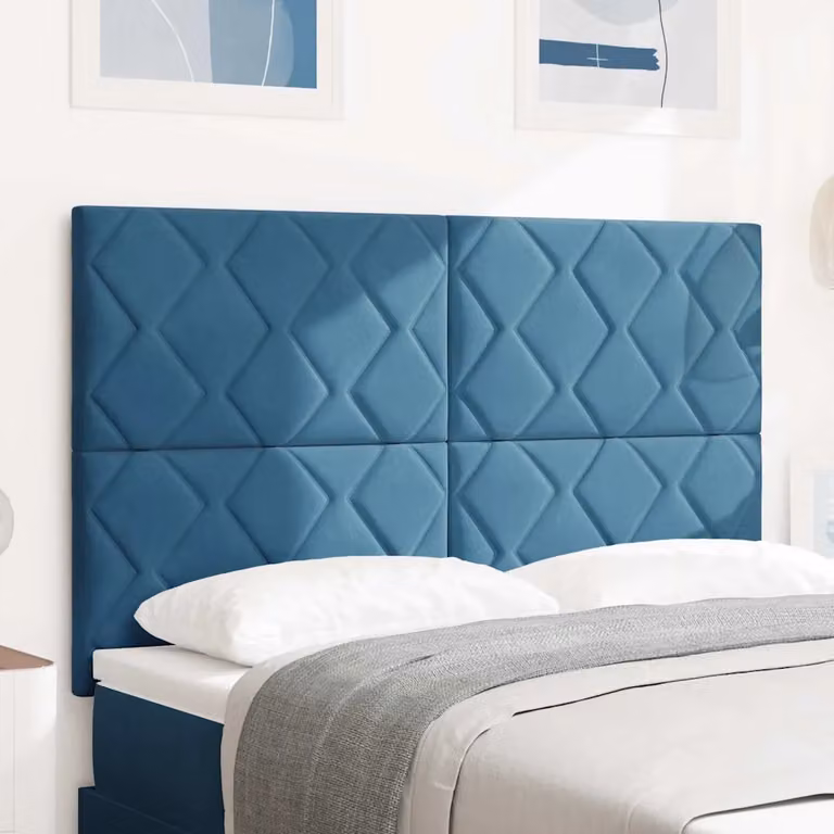 Testiera per letto con illuminazione LED RGB vidaXL in velluto blu, Larghezza: 160 cm