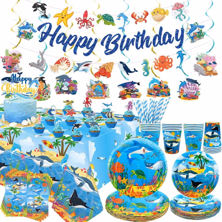 Decorazioni per feste a tema subacqueo, decorazioni per compleanni a tema oceano, set da 20 pezzi