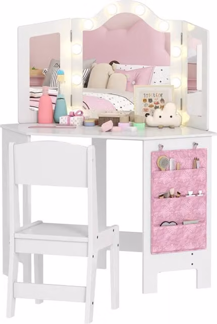 Toilette con specchio e LED Xylo bianca L: 93,6 cm, P: 48,5 cm, H: 111,5 cm