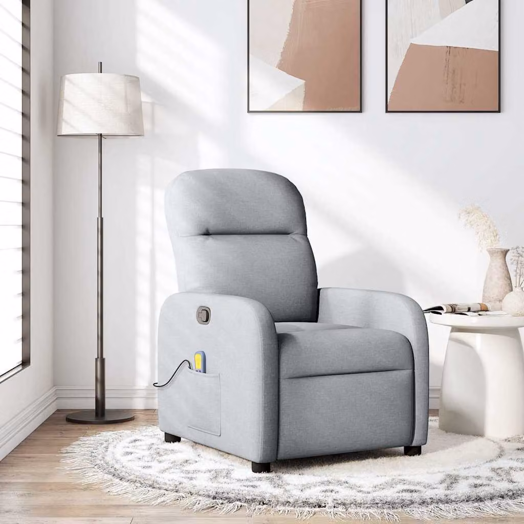 vidaXL Poltrona Relax Reclinabile Moderna in Tessuto Grigio con Braccioli