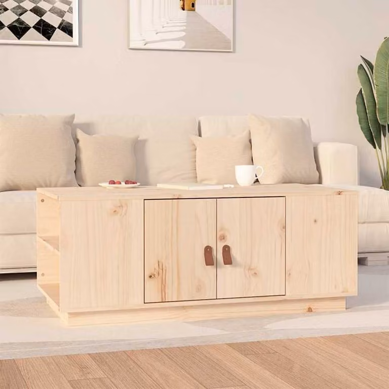 vidaXL Tavolino da Salotto Moderno in Legno di Pino Naturale L: 100 cm, P: 50 cm, H: 41 cm