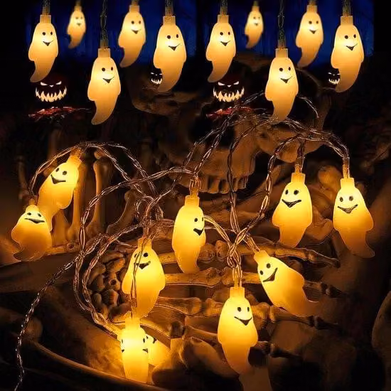 Set luci di Halloween - 2 pezzi da 3 m con 20 LED - Luci spettrali - Illuminazione da giardino per terrazza - Illuminazione festiva per esterni.