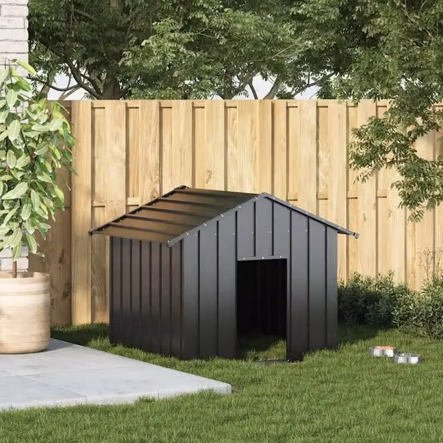 Casetta per Cani con Tetto 131x101x102 cm Acciaio Zincato 4100917