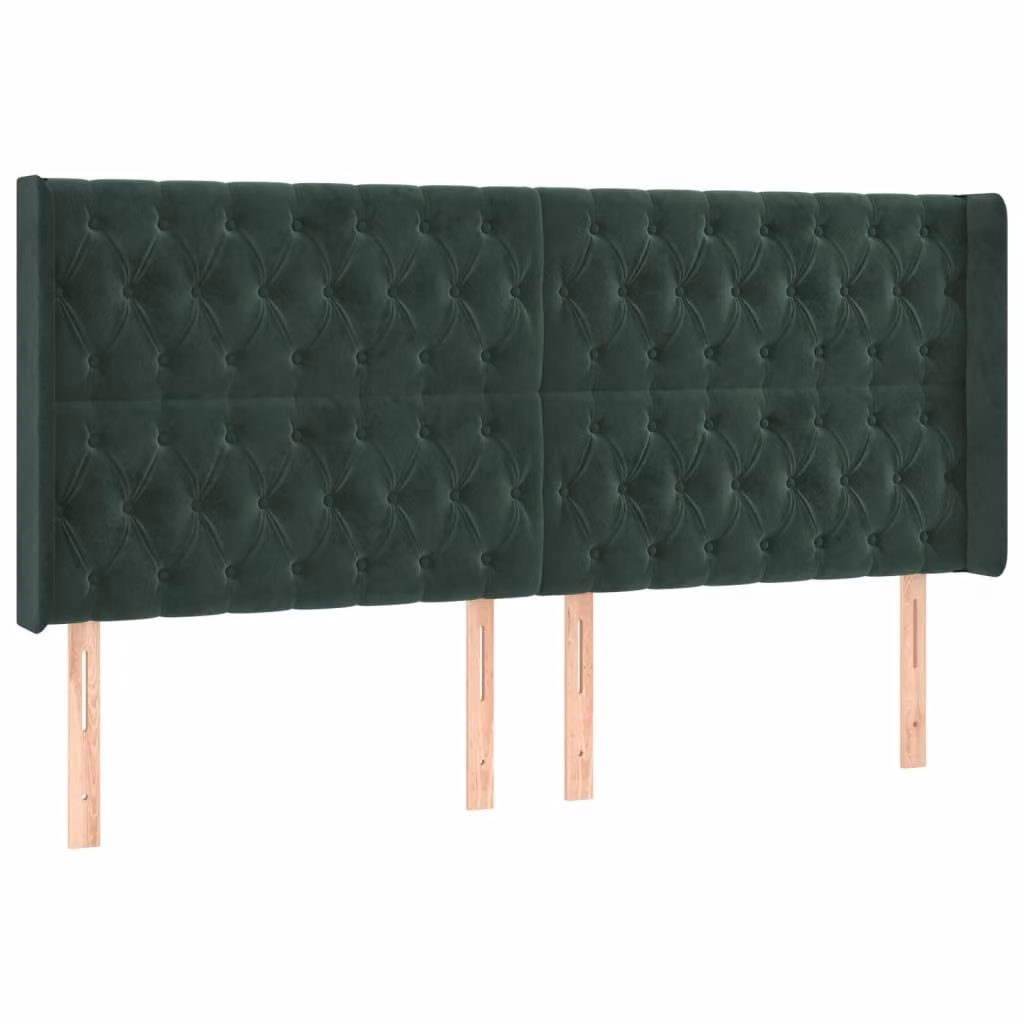 Testiera ad Orecchio Verde Scuro 183x16x118/128 cm in Velluto