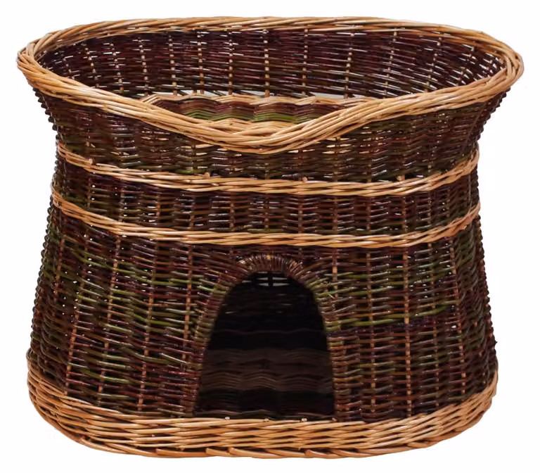 Cesta per gatti da interno, con finitura in vimini naturale