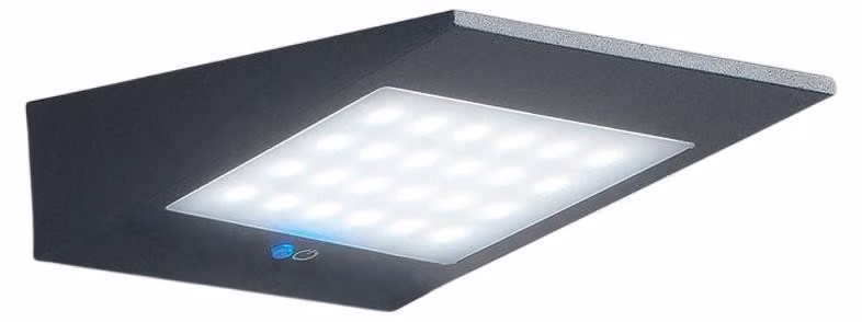 Lampada da parete Solar a led da 2,2w a batteria con fotovoltaico IP54 grigio scuro