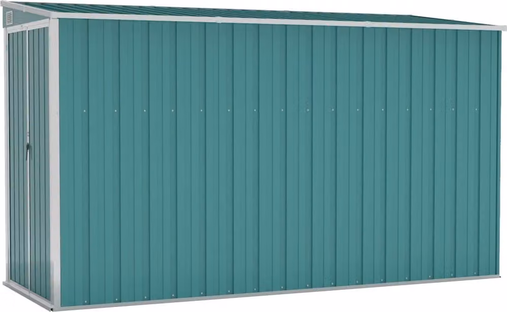 Capanno Giardino a Parete Verde 118x288x178 cm Acciaio Zincato