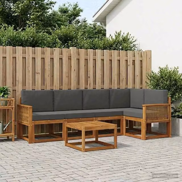 Set di divani da esterno 6 pz Naturale e Antracite 3385238