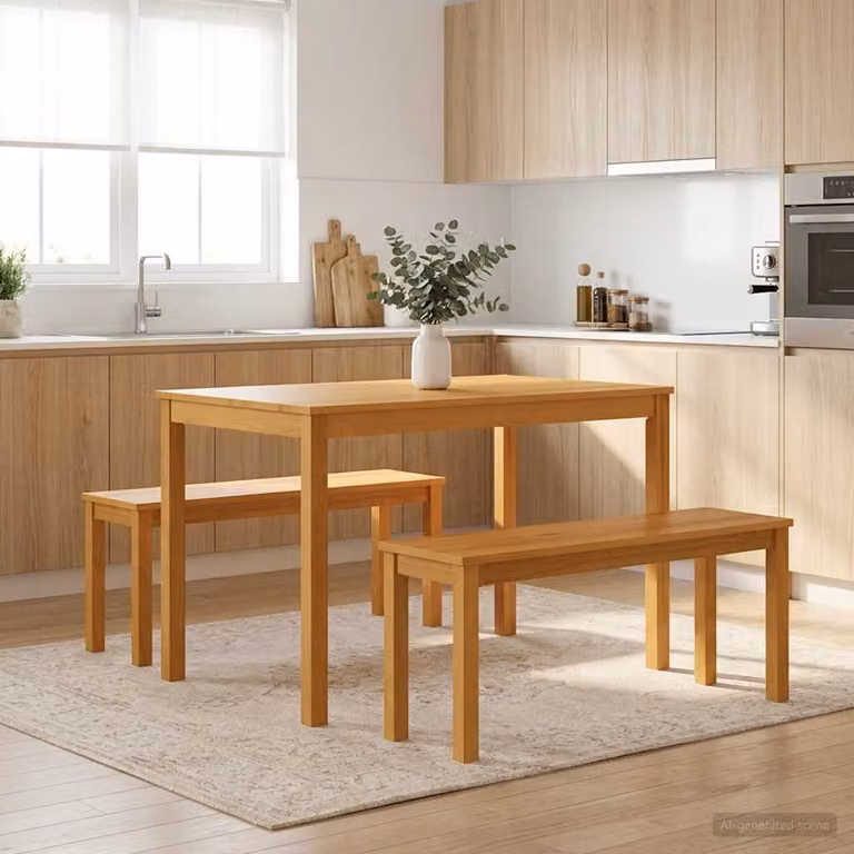 Panchina da pranzo moderna vidaXL in legno di quercia massello marrone L 95 x P 32 x H 45 cm